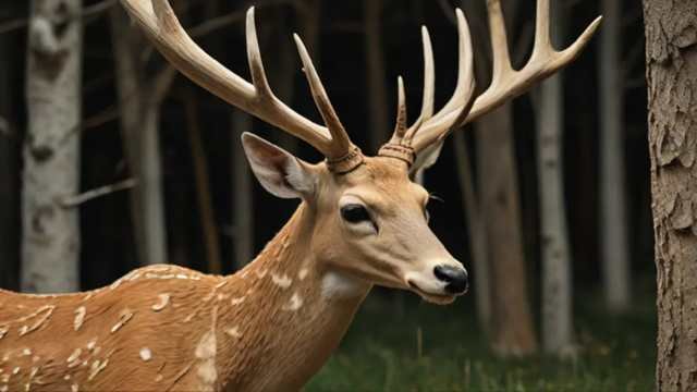 A close-up of a deer’s skull and antlers against a backdrop of foliage, highlighting its anatomical structure and adaptations