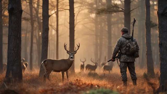 A deer in the wild amidst autumn foliage during hunting season, illustrating the serene beauty of nature and the excitement of deer season